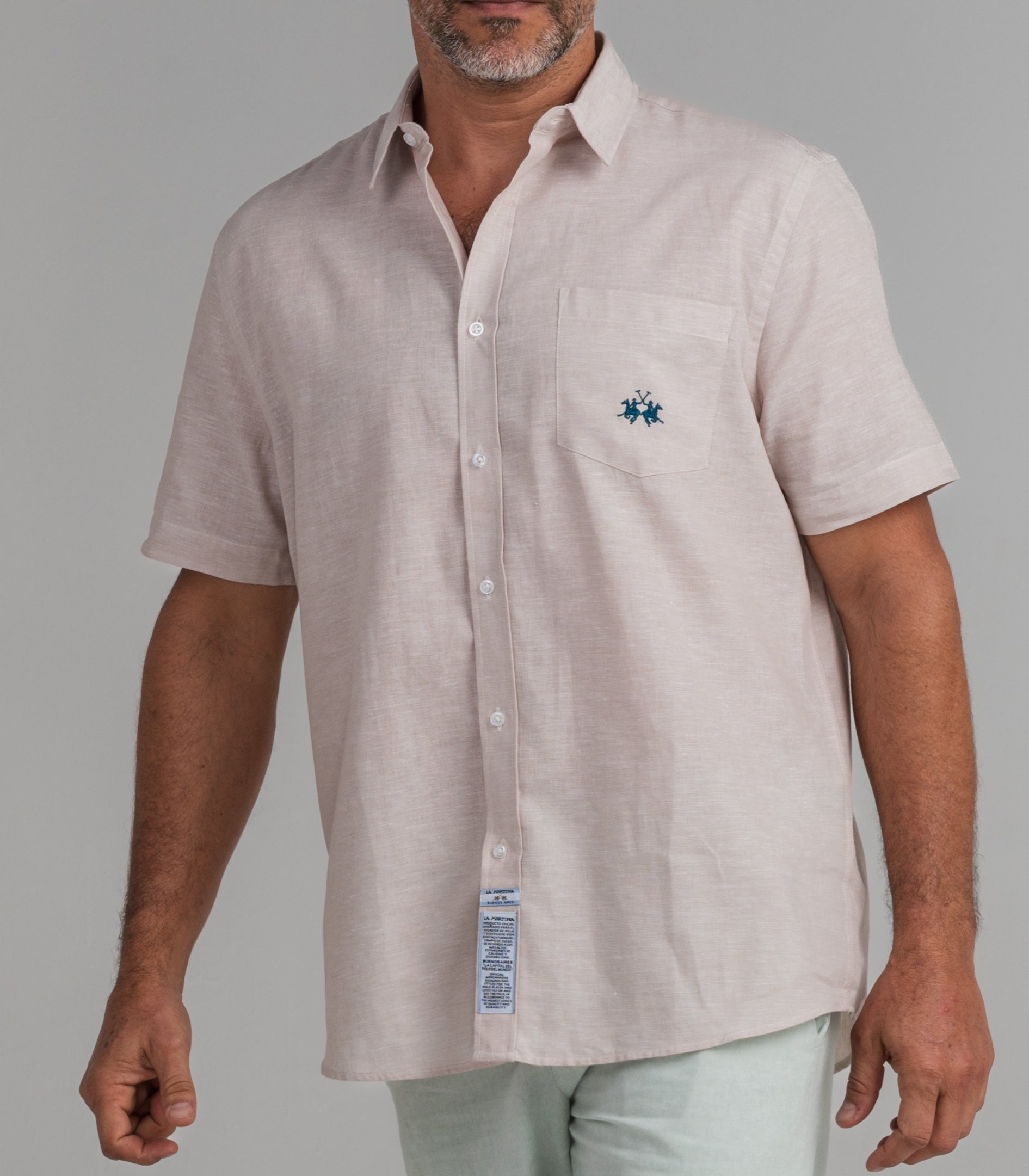 Camisa Mc Linho Reg Fit Basic - Bege