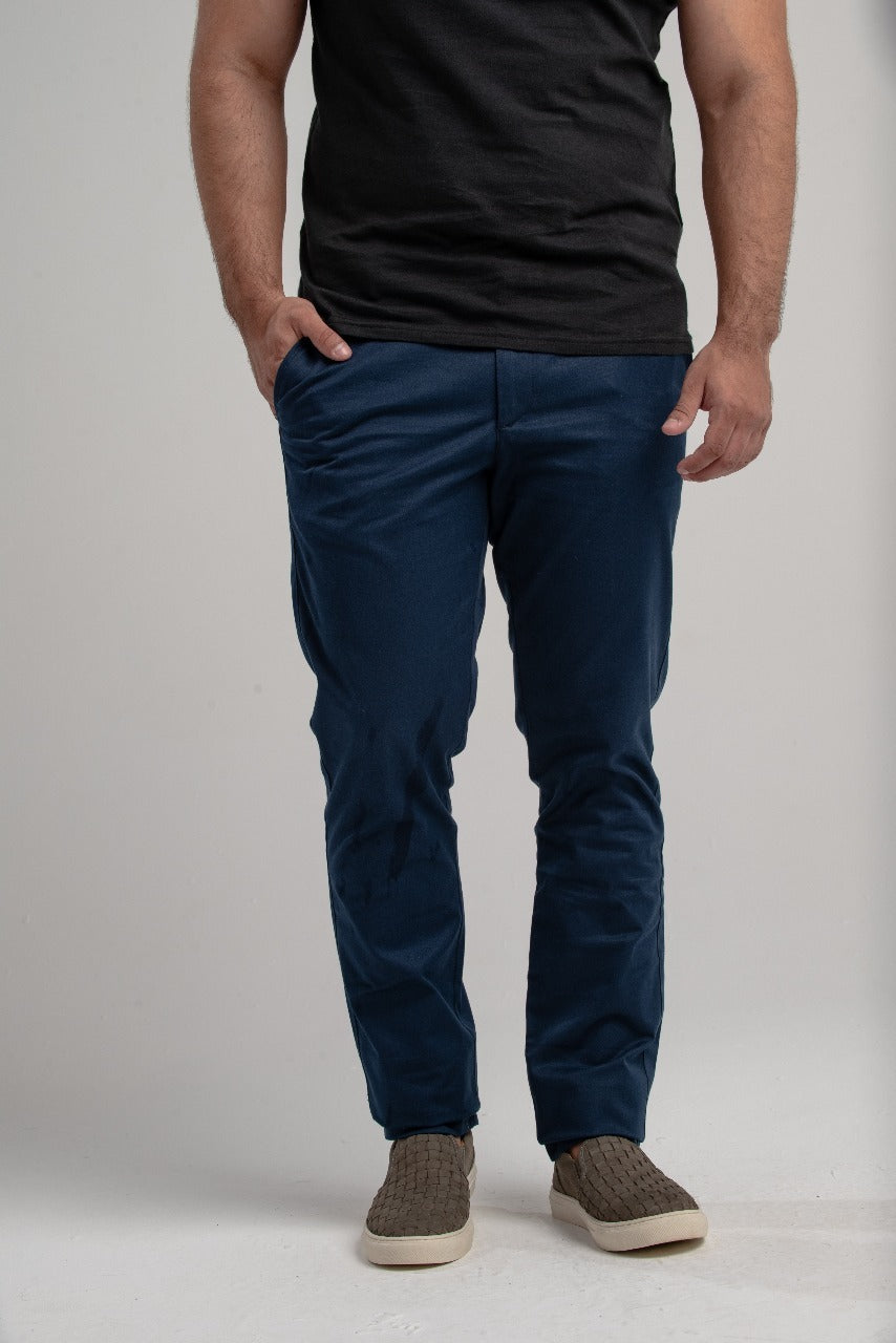 Calça Sarja Slim Algodão - Azul Marinho