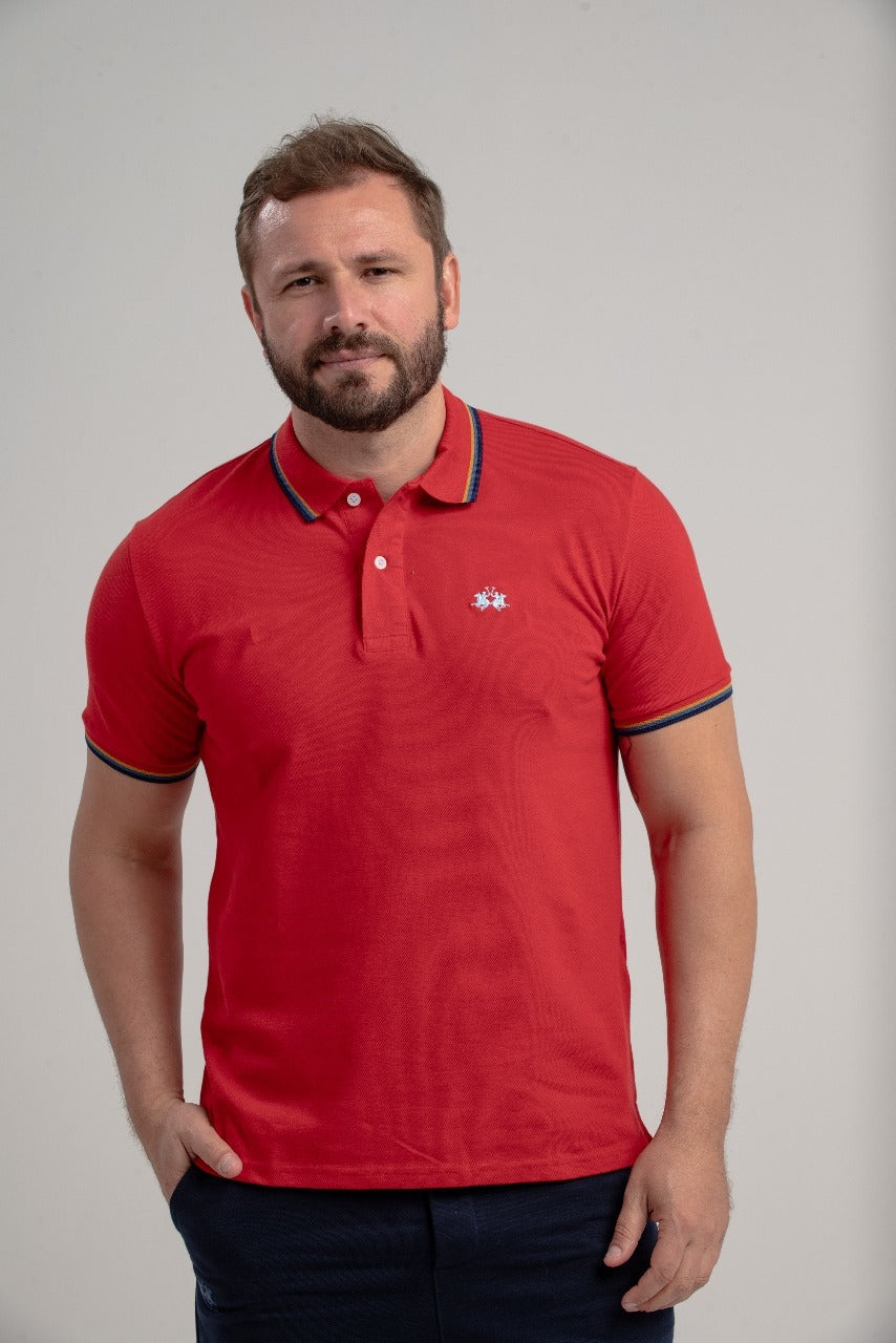 Polo Mc Regular Jacquard Com Bordado - Bordo