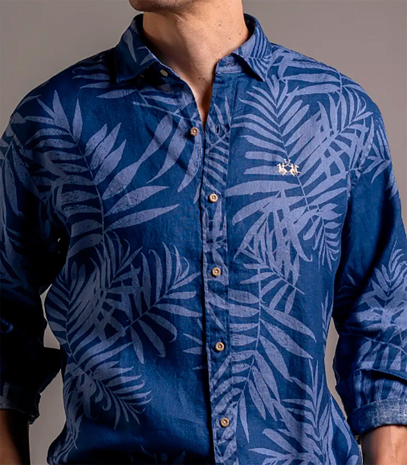 Camisa Floral Em Linho