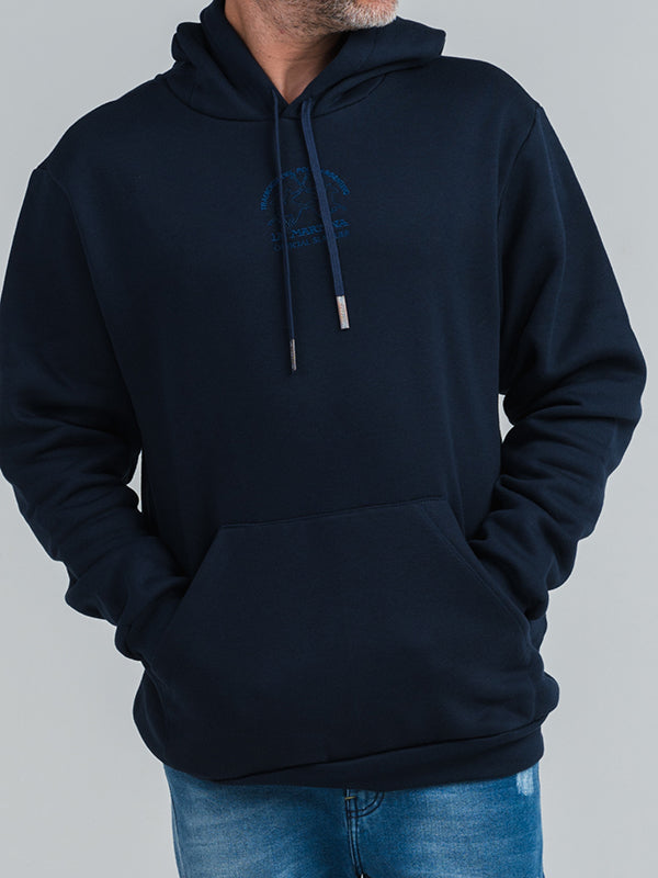 Casaco Ml Moletom Comfort Fit Sem Fecho C/ Capuz - Azul Marinho