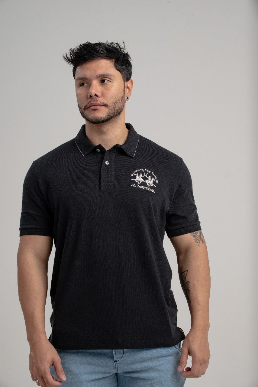 Polo Mc Regular Com Gola La Martina Jacqua - Preto