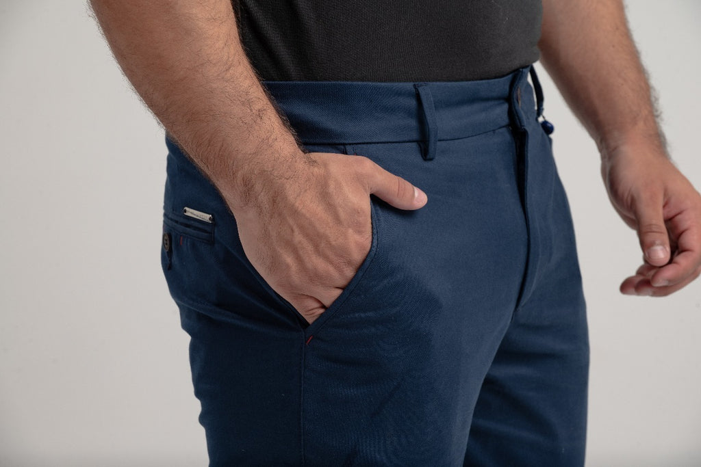 Calça Sarja Slim Algodão - Azul Marinho