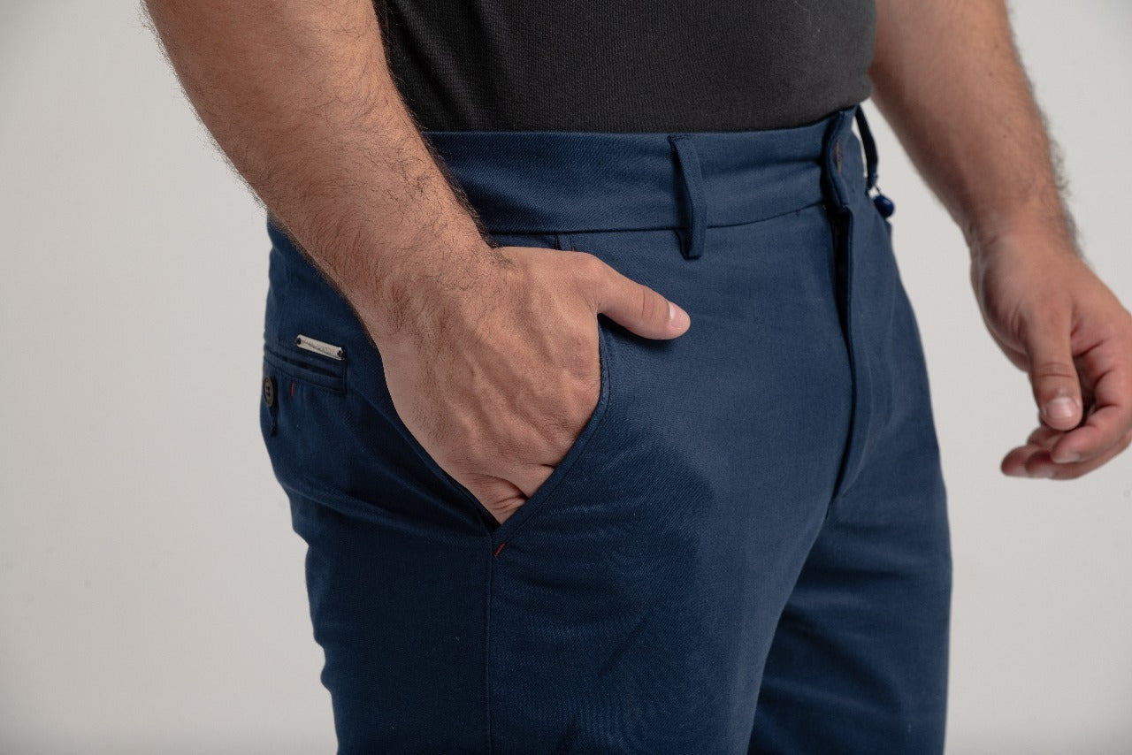 Calça Sarja Slim Algodão - Azul Marinho