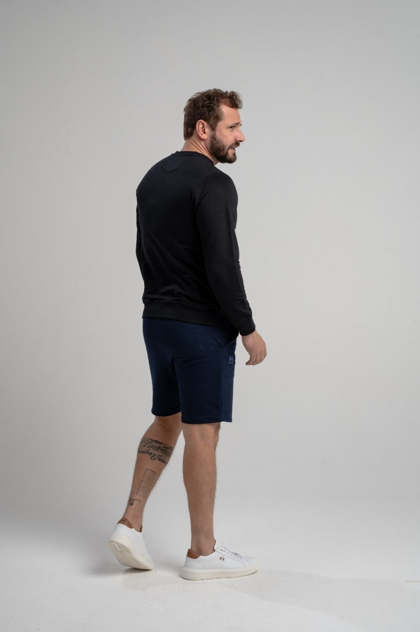 Bermuda Moletom Regular Fit - Azul Marinho