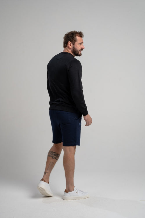 Bermuda Moletom Regular Fit - Azul Marinho