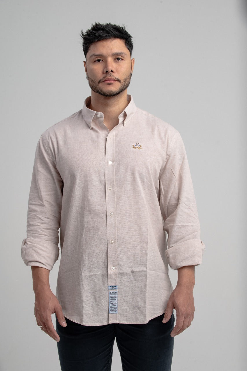 Camisa Ml Viscolinho Regular Fit C/ Bordado No Pe
