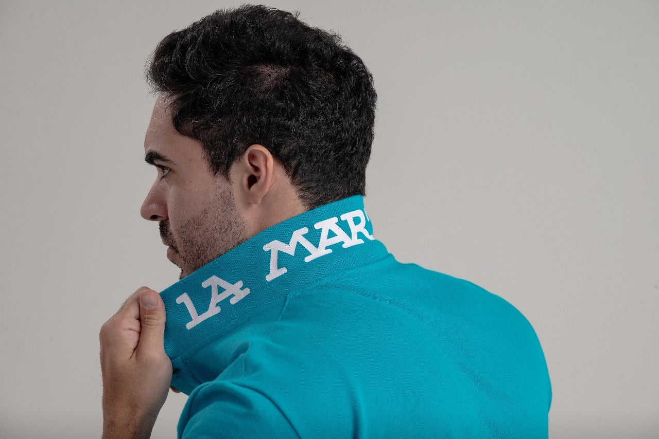 Polo Mc Piquet C/ Stretch Slim Fit Semiequ - Azul Claro