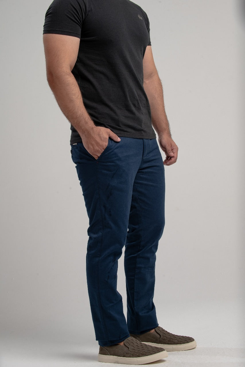 Calça Sarja Slim Algodão - Azul Marinho
