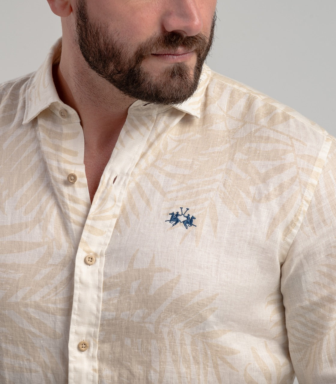 Camisa Floral Em Linho - Branco