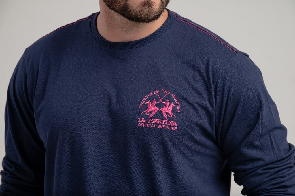Camiseta Ml Meia Malha Regular Fit Basica C/ Bord - La Martina