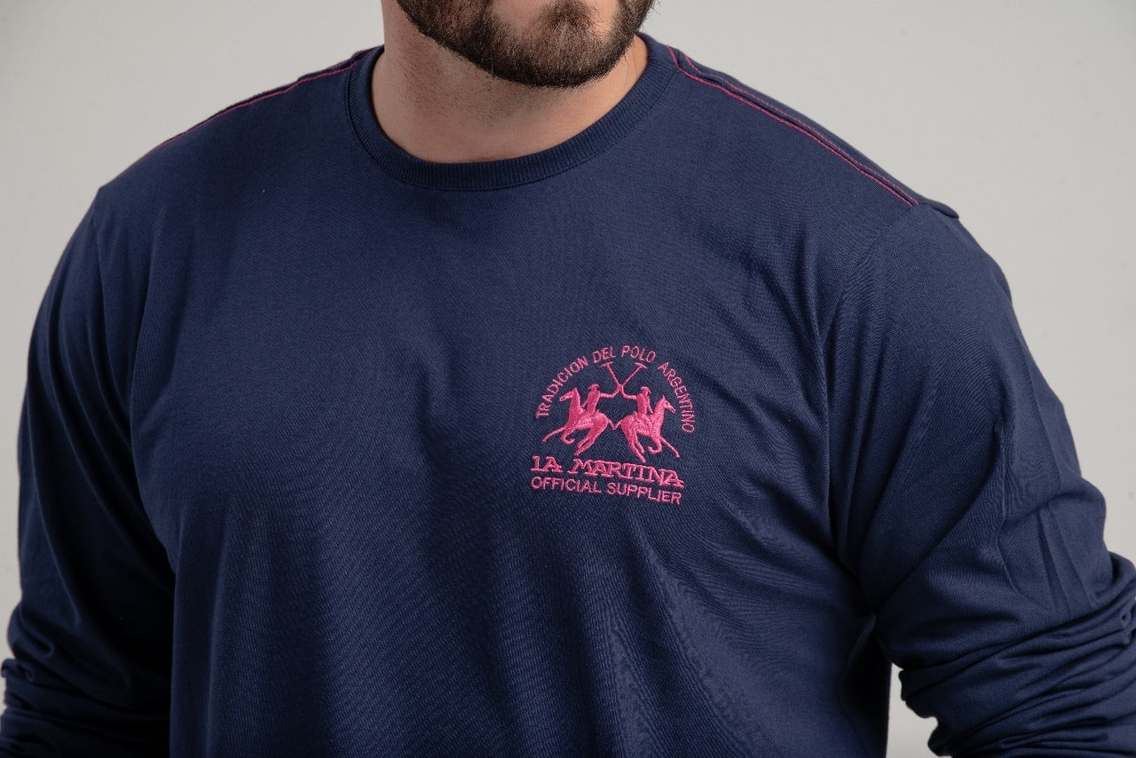 Camiseta Ml Meia Malha Regular Fit Basica C/ Bord - La Martina