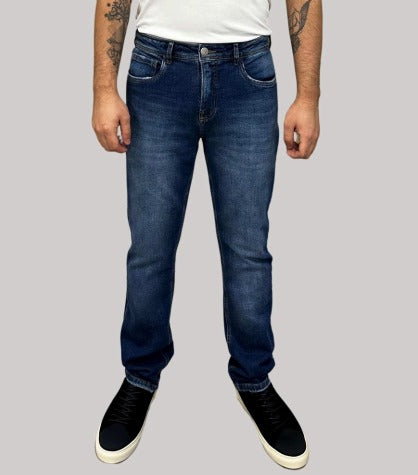 Calça Jeans Azul Puido Bolso - Jeans