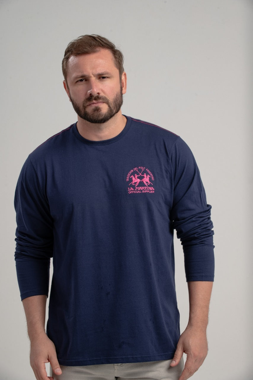 Camiseta Ml Meia Malha Regular Fit Basica C/ Bord - La Martina