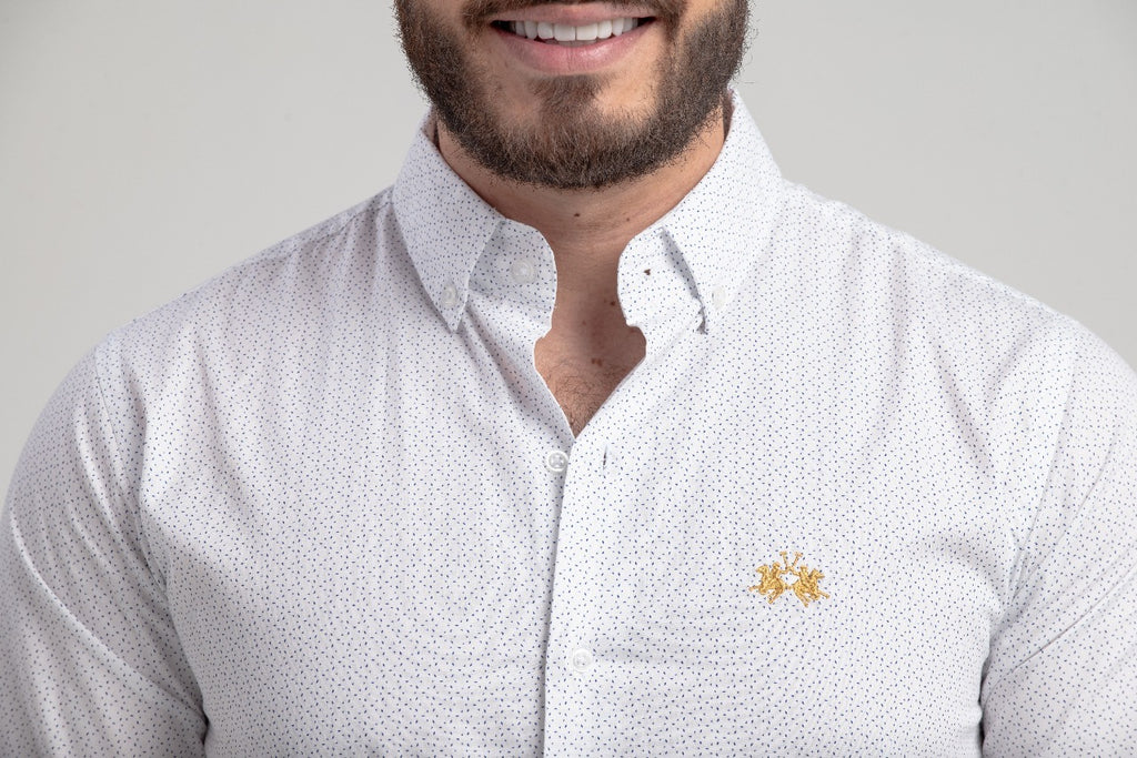 Camisa Ml Algodao Slim Fit Fantasia Estampada Rep