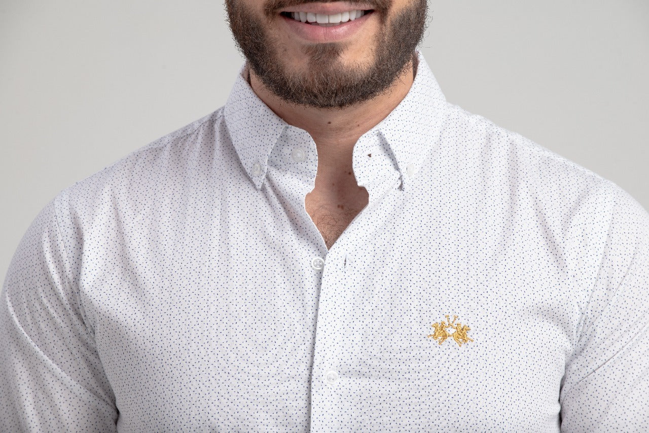 Camisa Ml Algodao Slim Fit Fantasia Estampada Rep