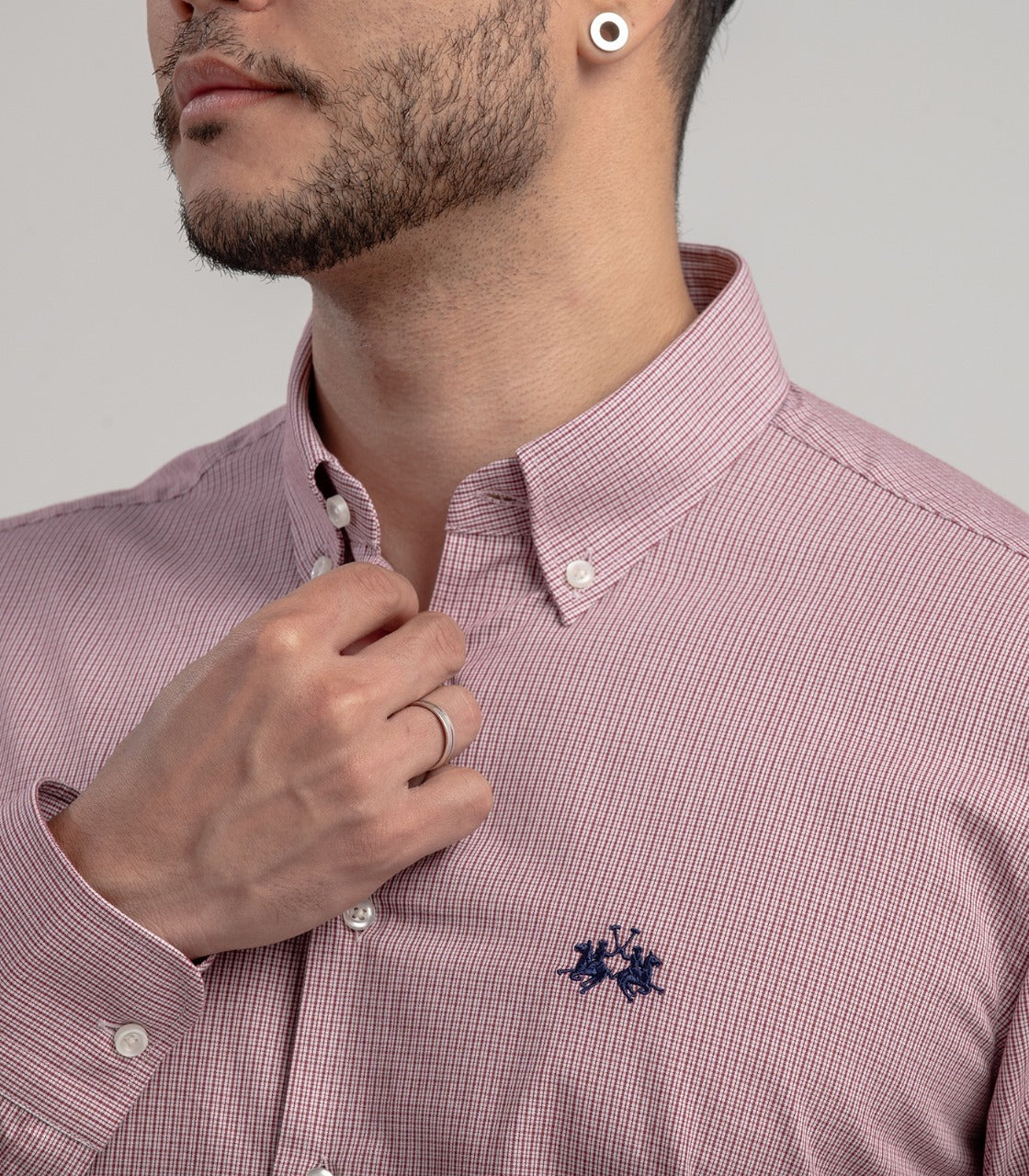 Camisa Ml Xadrez - Vermelho Escuro