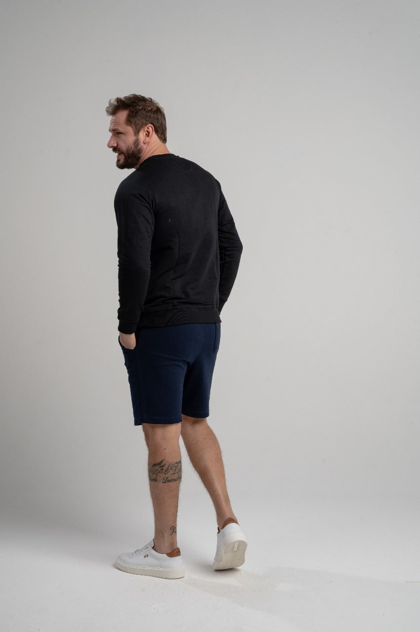 Bermuda Moletom Regular Fit - Azul Marinho