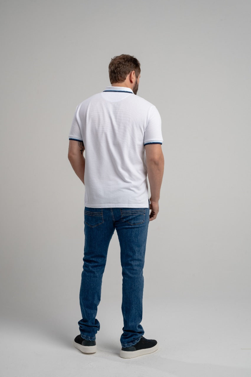 Polo Mc Regular Jacquard Com Bordado - Branco