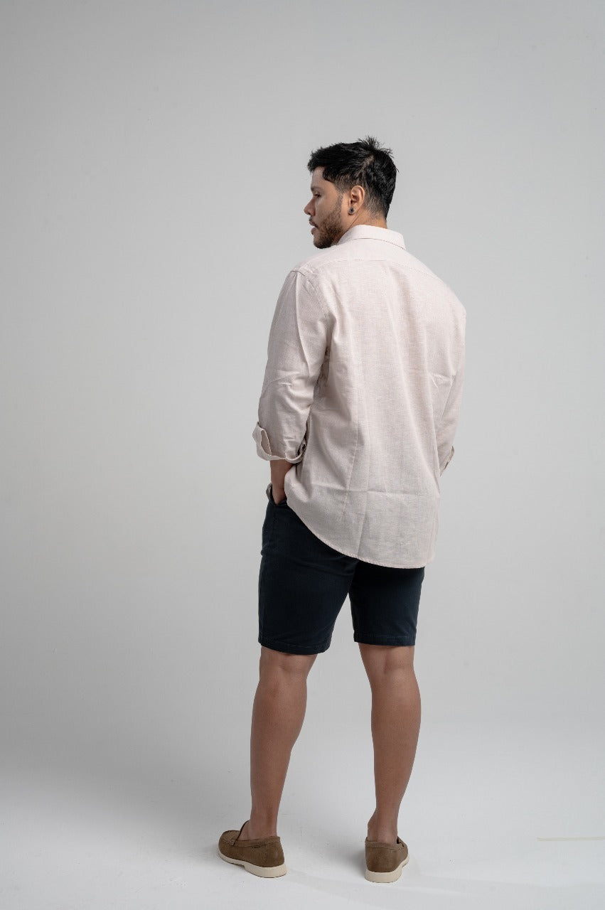 Camisa Ml Viscolinho Regular Fit C/ Bordado No Pe
