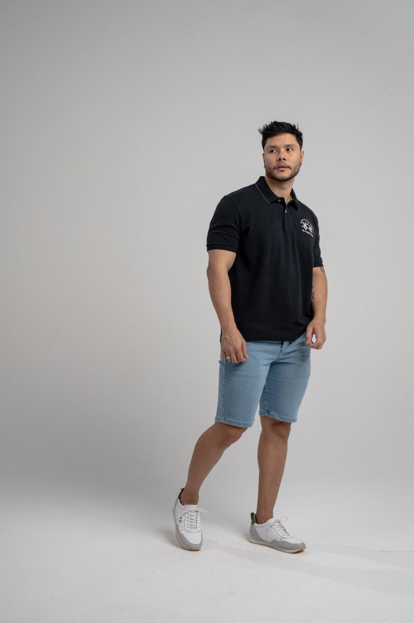 Polo Mc Regular Com Gola La Martina Jacqua - Preto