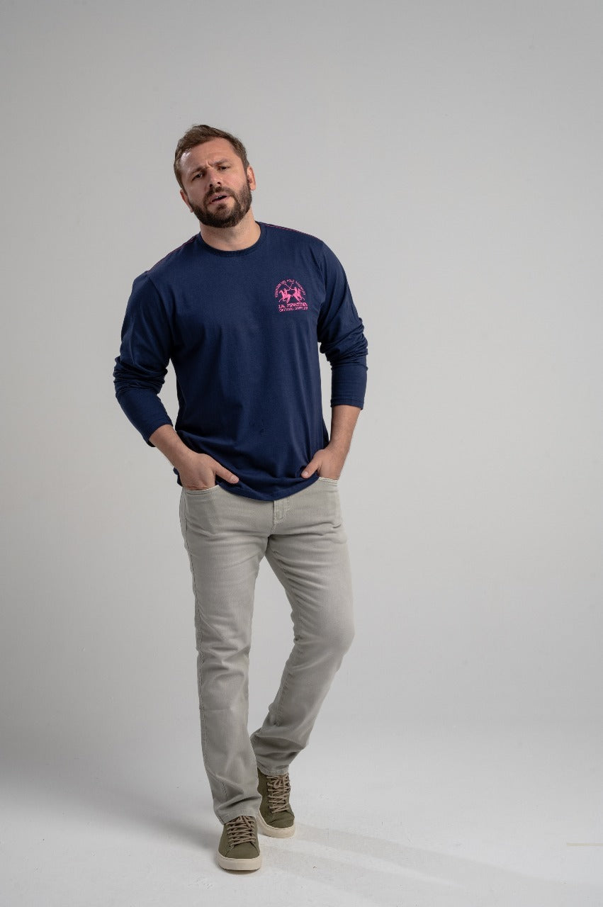 Camiseta Ml Meia Malha Regular Fit Basica C/ Bord - La Martina