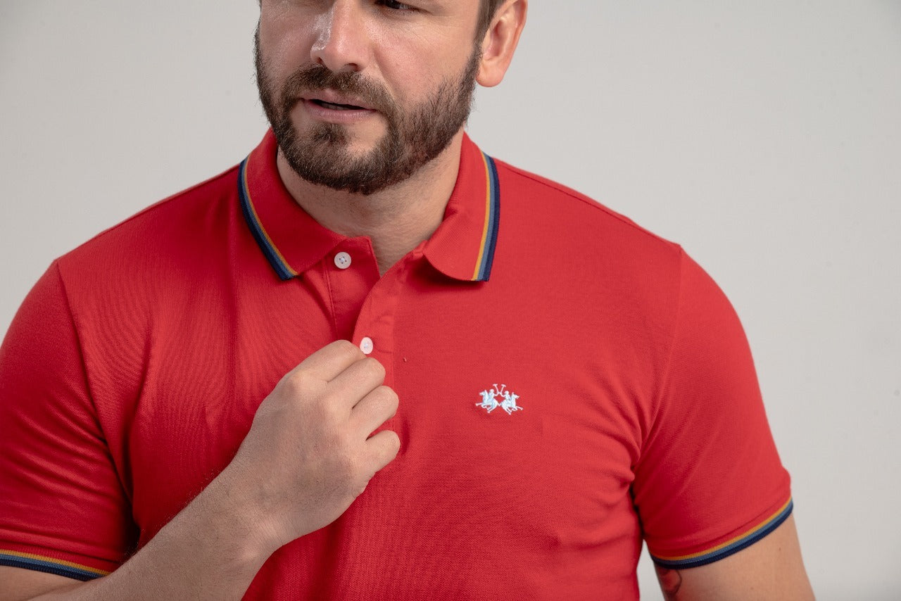 Polo Mc Regular Jacquard Com Bordado - Bordo