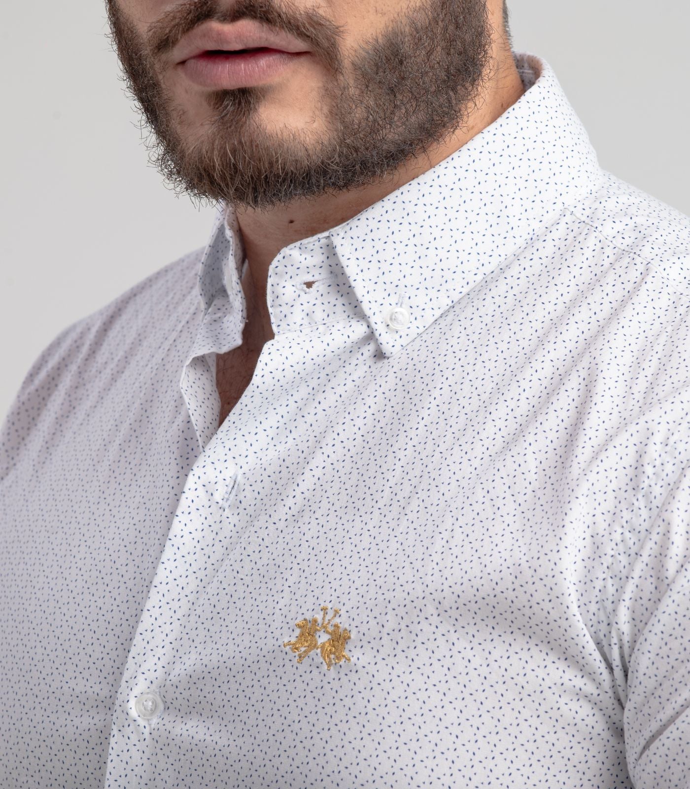 Camisa Ml Algodao Slim Fit Fantasia Estampada Rep