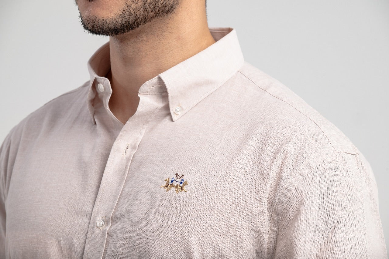 Camisa Ml Viscolinho Regular Fit C/ Bordado No Pe