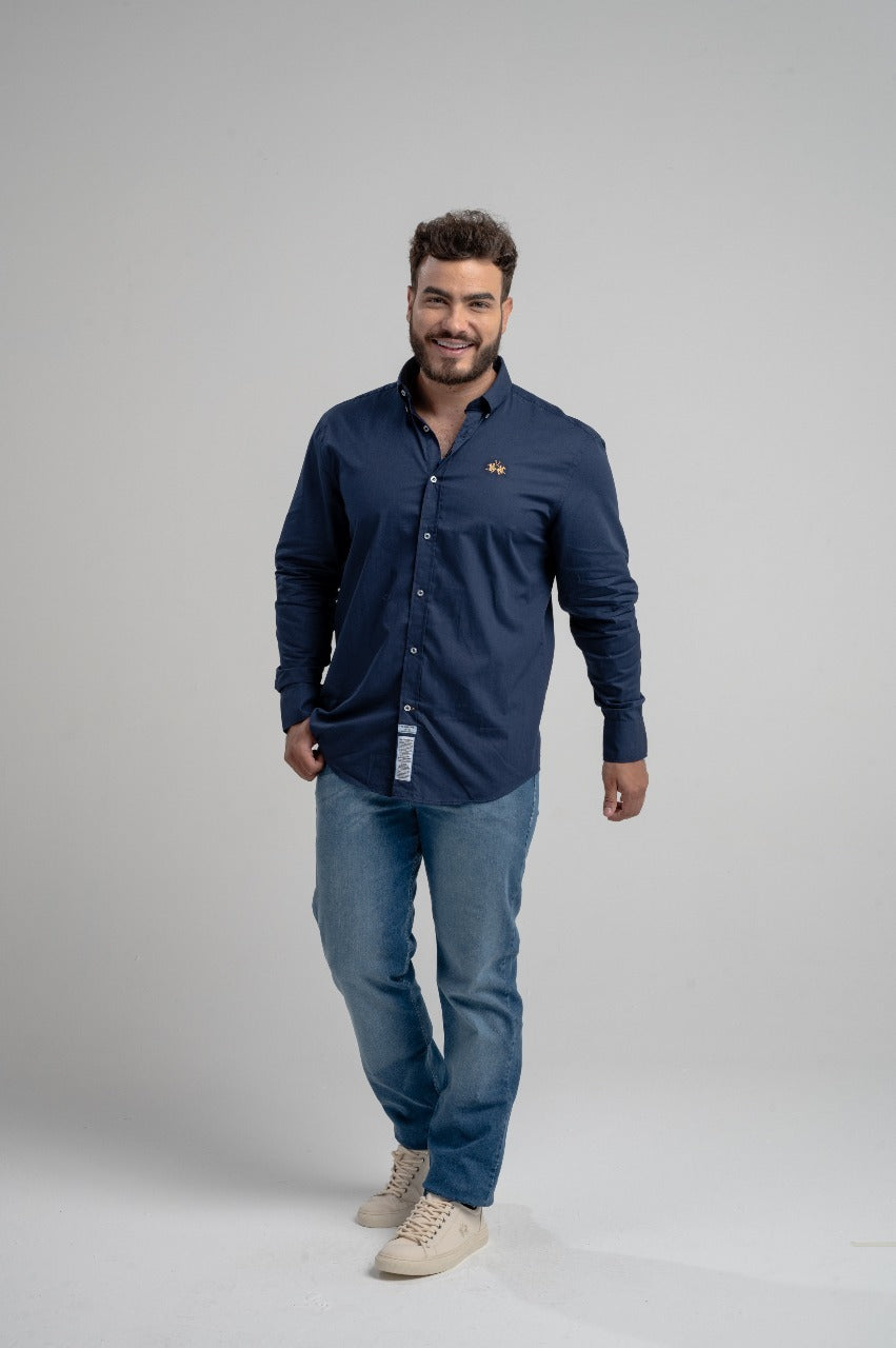 Camisa Ml Regular Lisa Com Bordado  La Martina