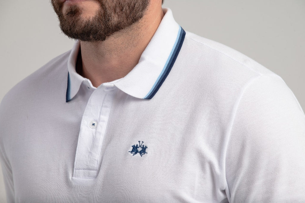 Polo Mc Regular Jacquard Com Bordado - Branco