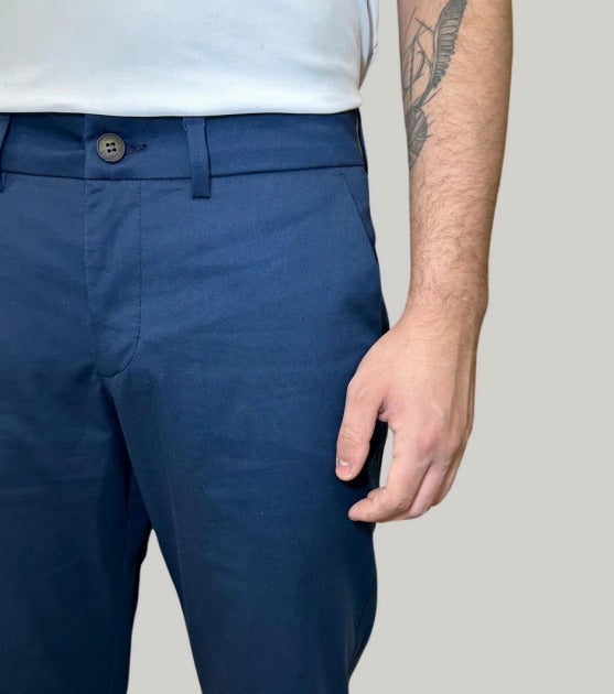 Calça Sarja Regular Algodão - Azul Marinho
