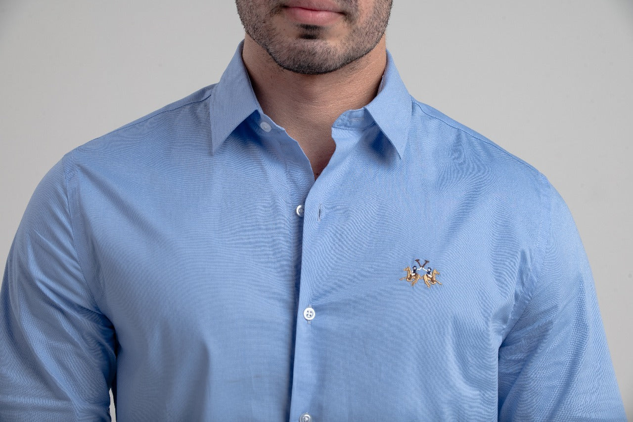Camisa Ml Galles Stretch Slim - Azul
