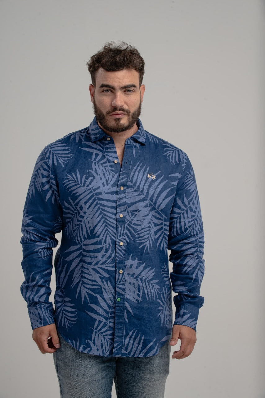 Camisa Floral Em Linho