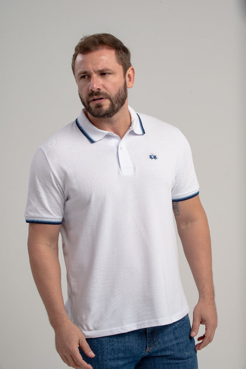 Polo Mc Regular Jacquard Com Bordado - Branco