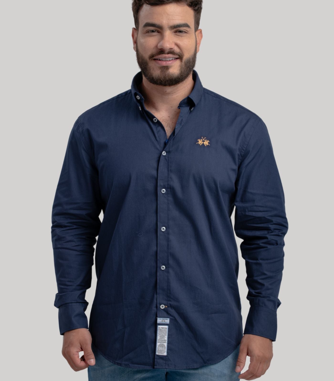 Camisa Ml Regular Lisa Com Bordado  La Martina