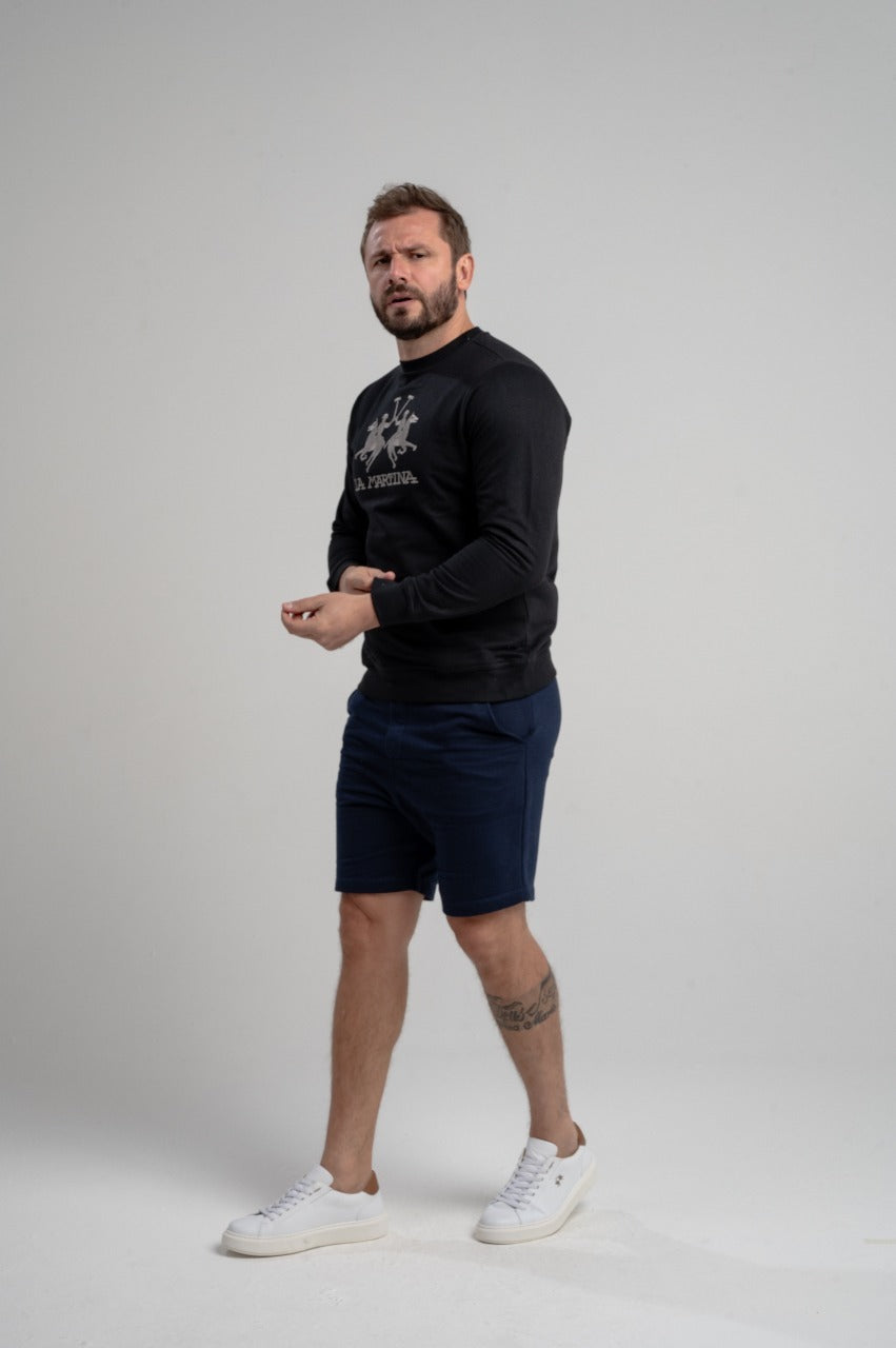 Bermuda Moletom Regular Fit - Azul Marinho