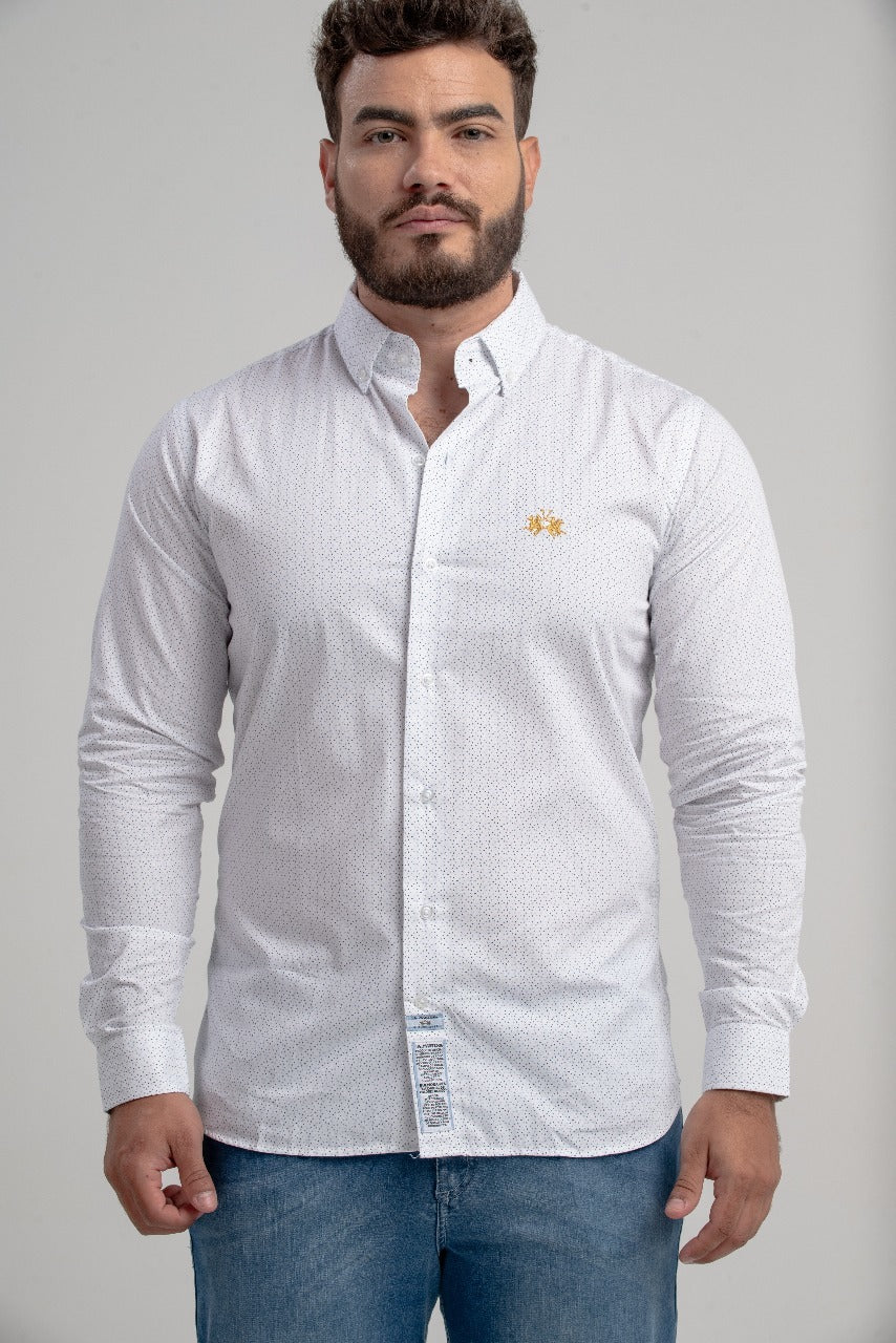 Camisa Ml Algodao Slim Fit Fantasia Estampada Rep