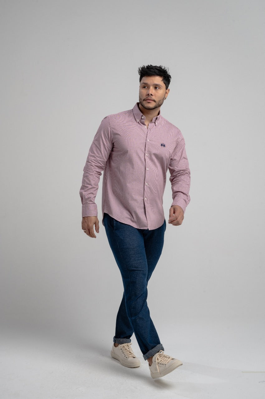 Camisa Ml Xadrez - Vermelho Escuro