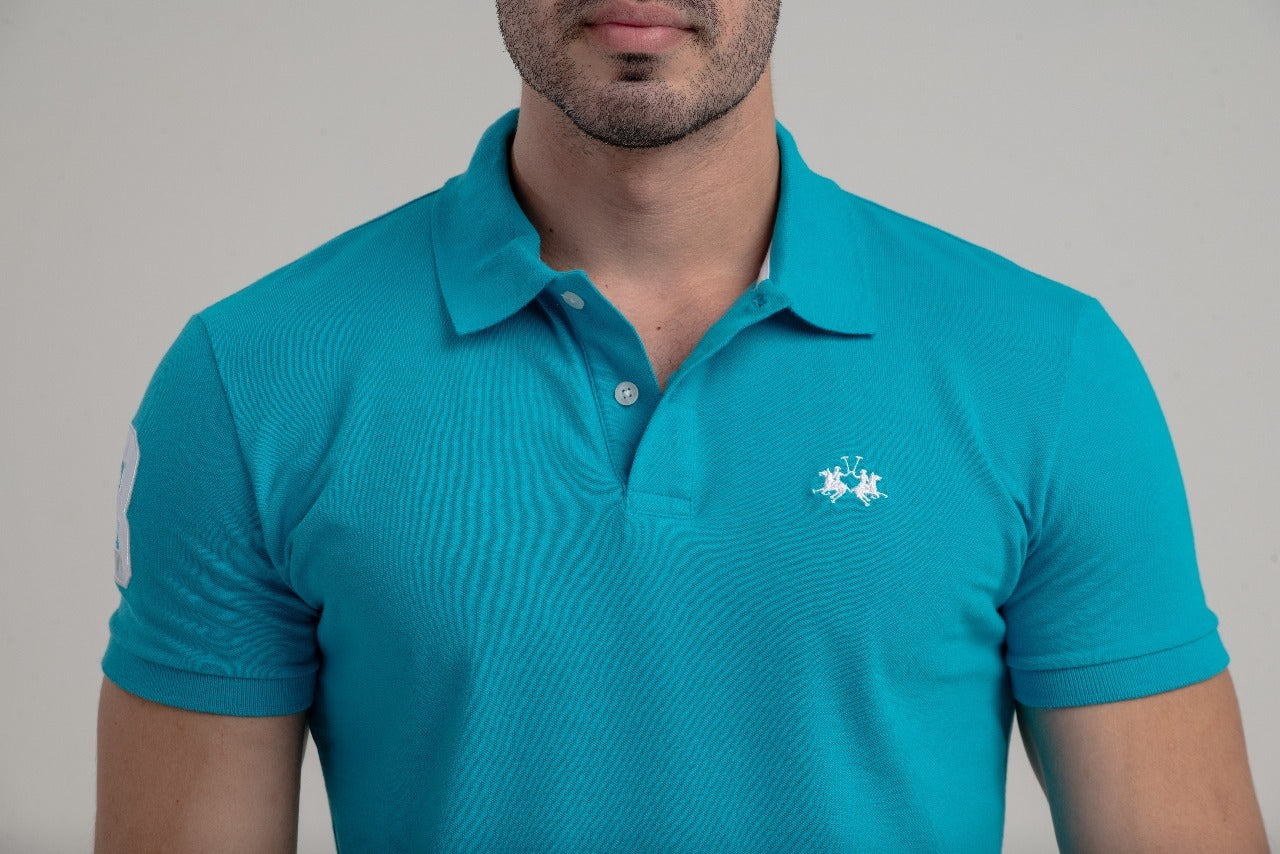 Polo Mc Piquet C/ Stretch Slim Fit Semiequ - Azul Claro