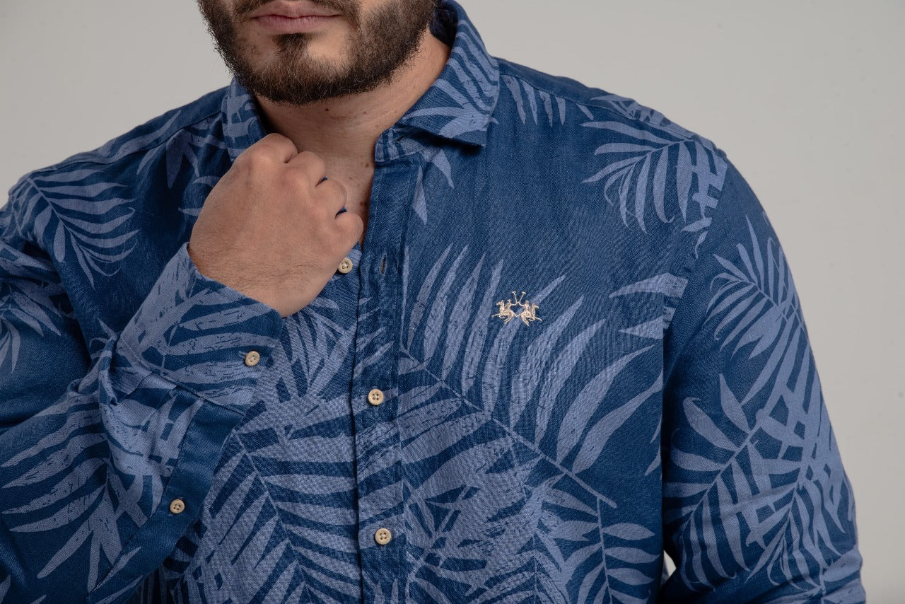 Camisa Floral Em Linho