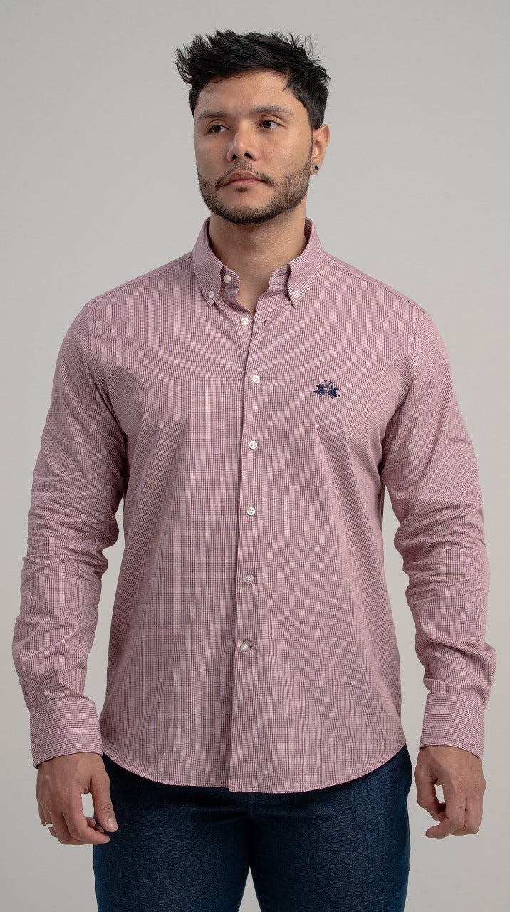 Camisa Ml Xadrez - Vermelho Escuro