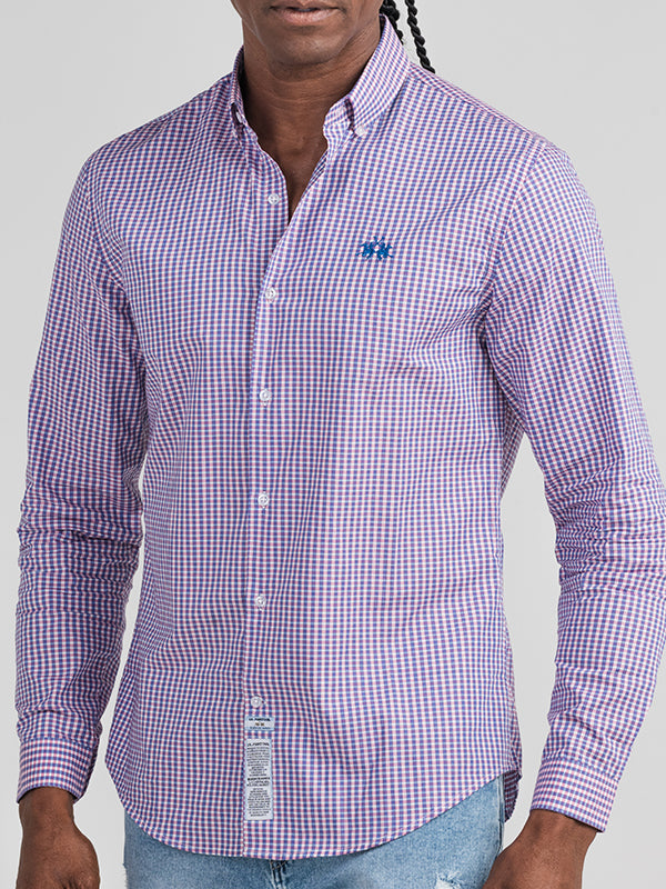 Camisa Ml Tricoline De Alg Pi - Azul