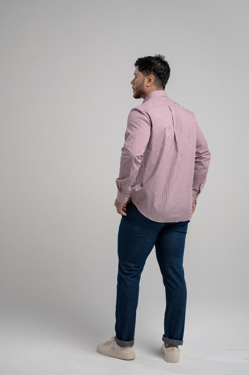 Camisa Ml Xadrez - Vermelho Escuro